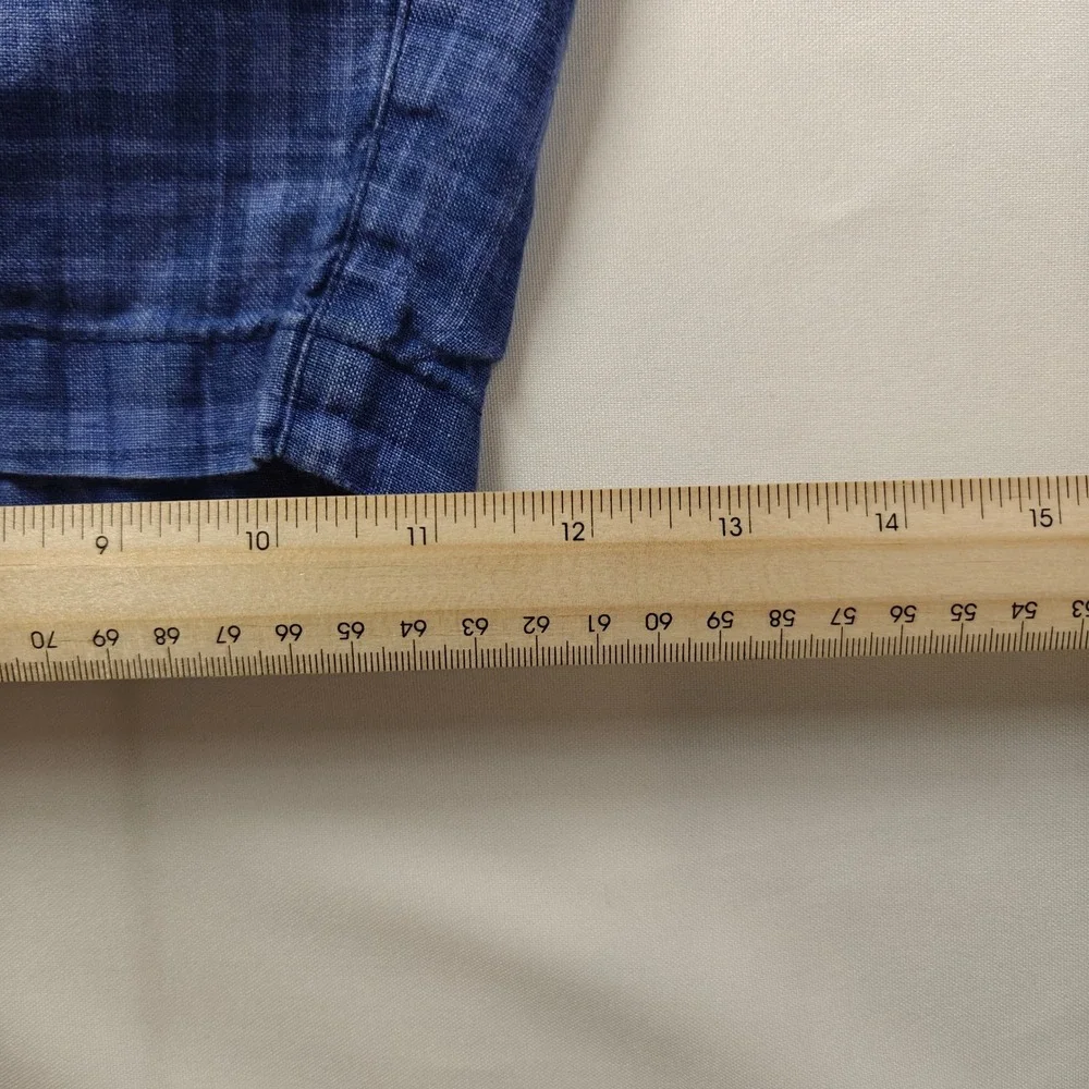 Peter Millar Crown Mens 40 Blue Plaid 100% Linen Shorts MS22B14